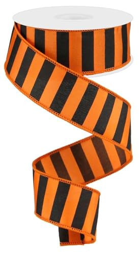 Halloween Striped Wired Edge Ribbon - 1 1/2" x 10 Yards, Orange & Black Stripes, Decorations, Swag, Presents, Gift Bow, Fall Decor, Autumn Wreath, Thanksgiving, Easter | Amazon (US)