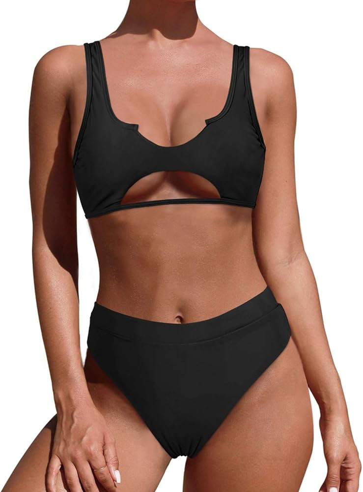 MOSHENGQI Women Cut Out Bikini Set High Waisted Tie Dye Two Piece Bathing Suits | Amazon (US)