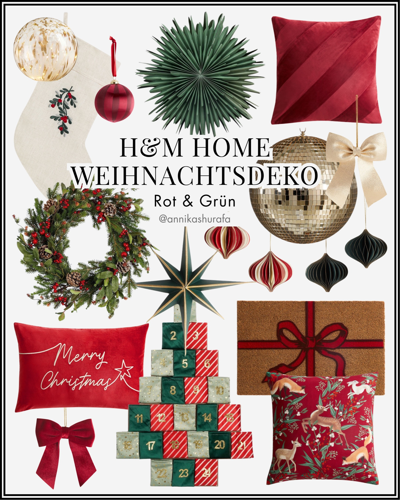 H&M Home Weihnachtsdekoration | Weihnachtsdeko rot & grün, Weihnachtsstrumpf, Christbaumkugel, Weihnachtsbaum Dekoration, Weihnachtsbaum Kugel Dekokissen, rotes Kissen, goldene Discokugel, festliche Dekoration, Winterdeko, Deko für Weihnachten, Papier Ornamente für den Weihnachtsbaum, Weihnachtsbaum Ornamente, Deko Schleifen, Schleifenanhänger, Weihnachtsbaum Schleifen, Adventskalender zum Selbstbefüllen, Stoff Adventskalender, festliche Fußmatte, Adventskalender, rote Schleifen, Rentierkissen, Weihnachtskissen, bunte Weihnachtsdekoration, Festtagsdeko

#LTKdeutschland #LTKhome #LTKwinter