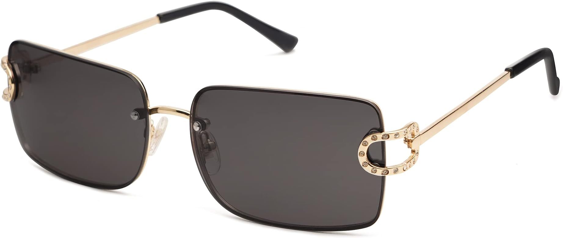 SOJOS Vintage Rectangle Sunglasses for Women,Trendy Rimless 90s UV400 Womens Y2K Shades SJ1178 | Amazon (US)