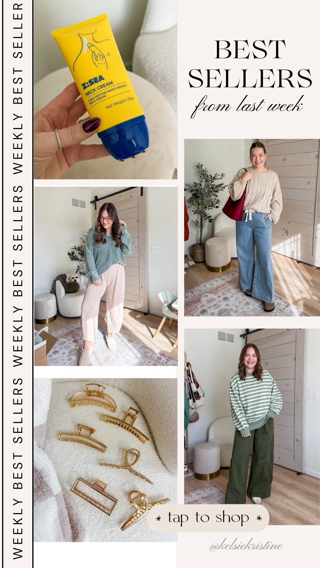 Top best sellers from last week // drawstring wide leg pants / aerie long sleeve oversized striped tee / neck cream / gold hair clips / barrel sweatpants 

#LTKmomlife #LTKMidsize #LTKselfcare