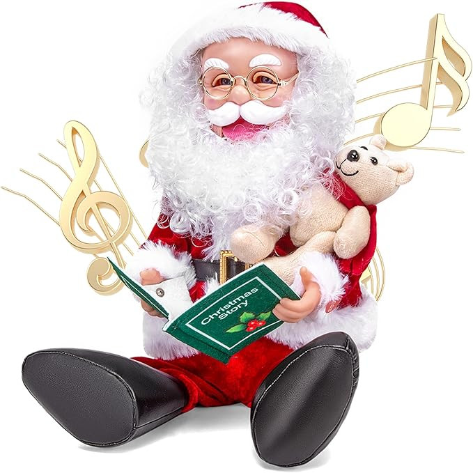 Christmas Animated 13inch Storytelling Santa Claus Figurines Decoration, Christmas Animatronic Ta... | Amazon (US)