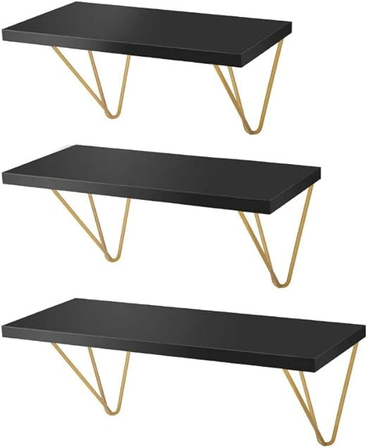 DCIGNA Floating Shelves for Wall, 3 Pack Bathroom Shelves, Wall Shelf with Triangle Gold Bracket,... | Amazon (US)