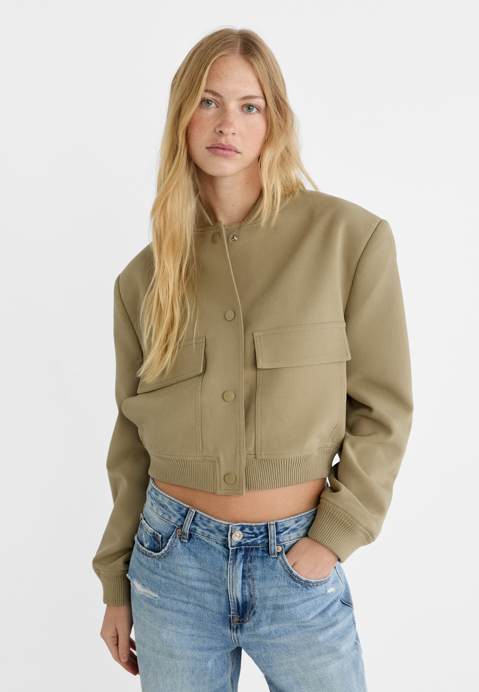 Bomber jacket with maxi pockets - Women's fashion | Stradivarius United Kingdom | Stradivarius (UK)