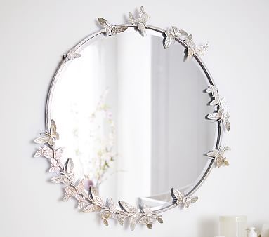 Monique Lhuillier Round Butterfly Mirror | Pottery Barn Kids