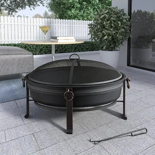 30" Cauldron Round Steel Fire Pit | Bed Bath & Beyond