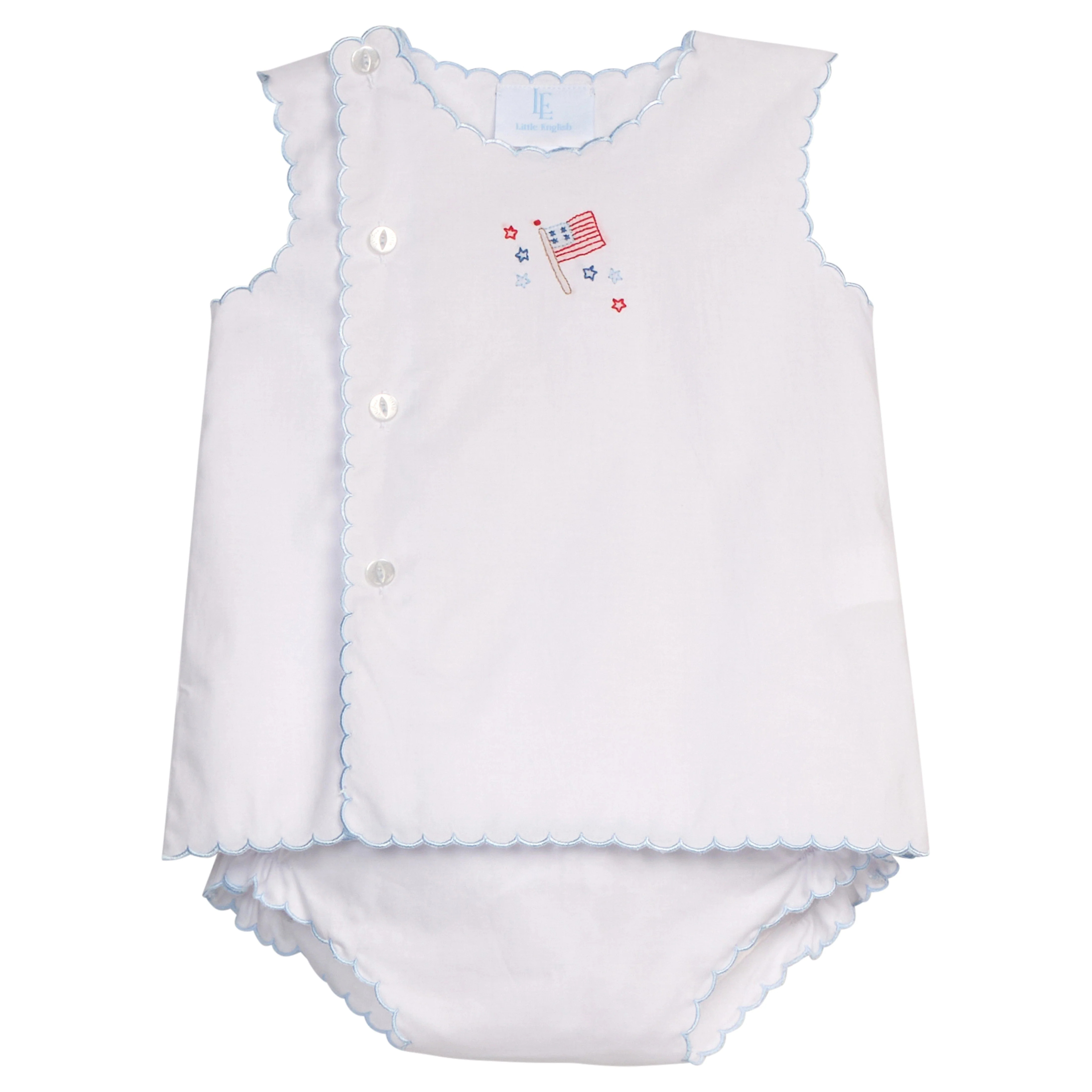 Flag Davis Day Set - Gender Neutral 4th of July Baby Outfit | Little English