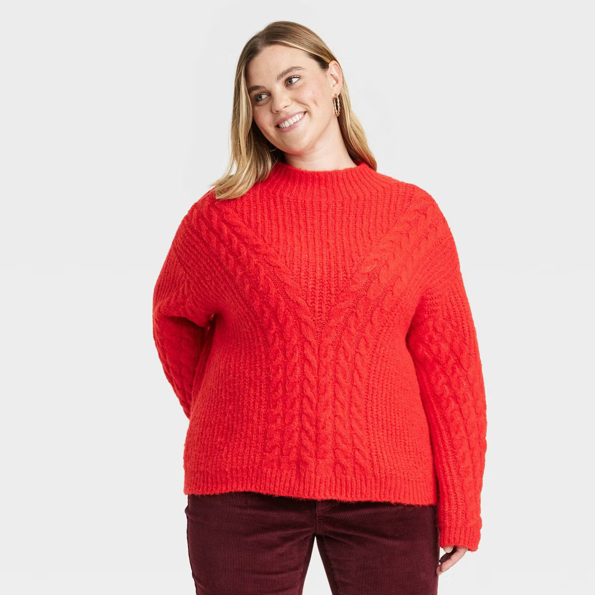 Women's Cable Mock Turtleneck Pullover Sweater - Universal Thread™ | Target