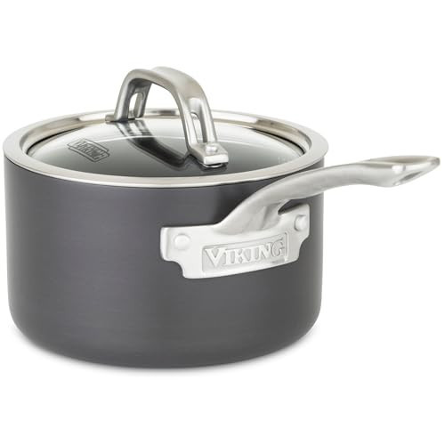 Viking Non Stick Sauce Pan with Glass Lid, 2 Quart Hard Anodized Nonstick Saucepan Cooking Pot, Dishwasher and Oven Safe, Induction Ready, Gray | Amazon (US)