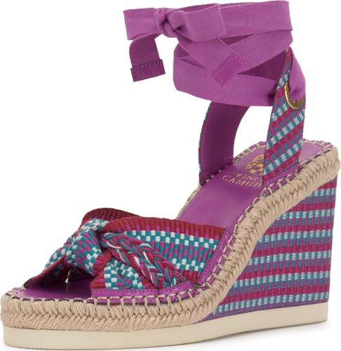 Vince Camuto Women's Bealie Woven Lace Up Wedge Sandals, Orchid Multi, 5 Medium | Amazon (US)