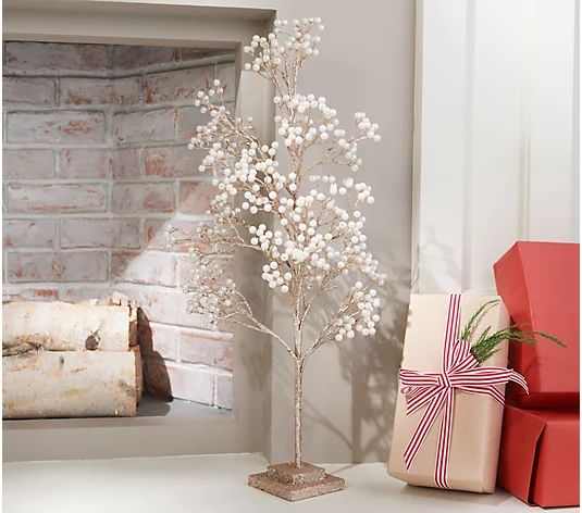 27" Glittered Pearl Cluster Decorative Tree by Valerie | QVC
