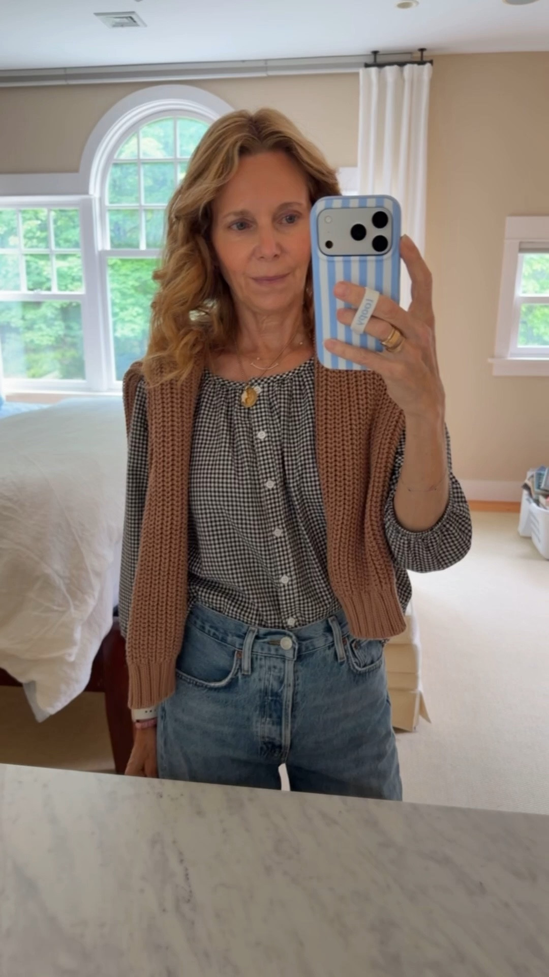 Spring gingham top and camel
Cotton sweater

#LTKgrwm #LTKootd #LTKdayinmylife