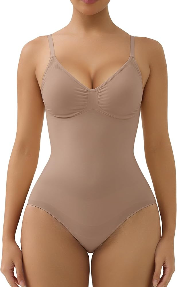 SHAPERX Shapewear for Women Tummy Control Bodysuit Seamless Sculpting Body Shaper with Removable ... | Amazon (UK)