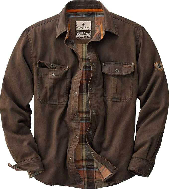 Legendary Whitetails Men's Flannel Lined Shirt Jacket Waxed Cotton Water Resistant | Amazon (US)