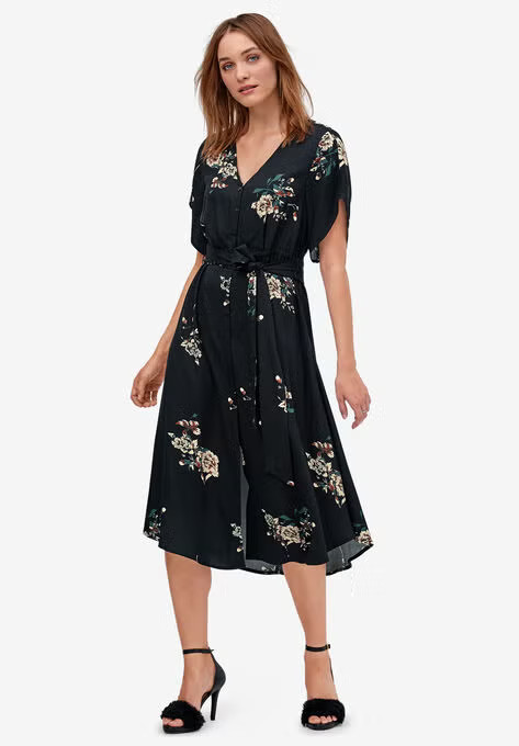 Keyhole-Back Button-Front Shirtdress | Jessica London