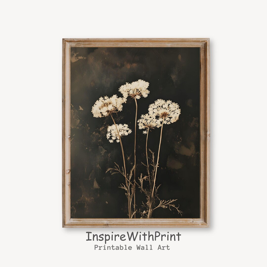 Vintage Dark Flower Print, Moody Floral Printable Wall Art, Dark Botanical Print, Rustic Flower W... | Etsy (US)