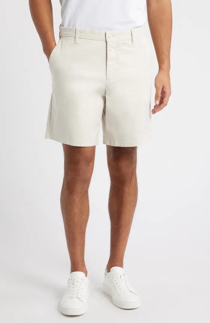 Heron Flat Front Cotton Stretch Twill Chino Shorts | Nordstrom