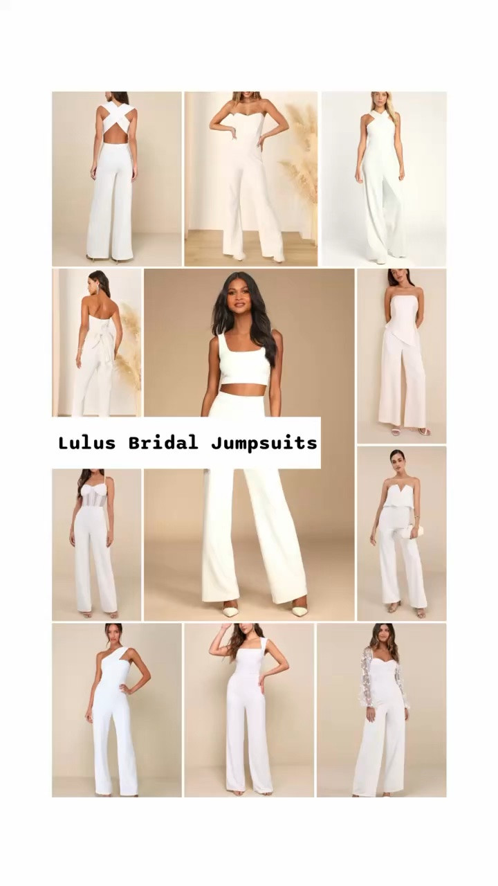 White wedding bridal jumpsuit options from Lulus.

Bachelorette party jumpsuit, bridal shower jumpsuit, fall  jumpsuit, summer jumpsuit. 

Engagement photo shoot jumpsuit, engagement party jumpsuit, rehearsal dinner jumpsuit, welcome dinner jumpsuit.

#LTKWedding #LTKSeasonal