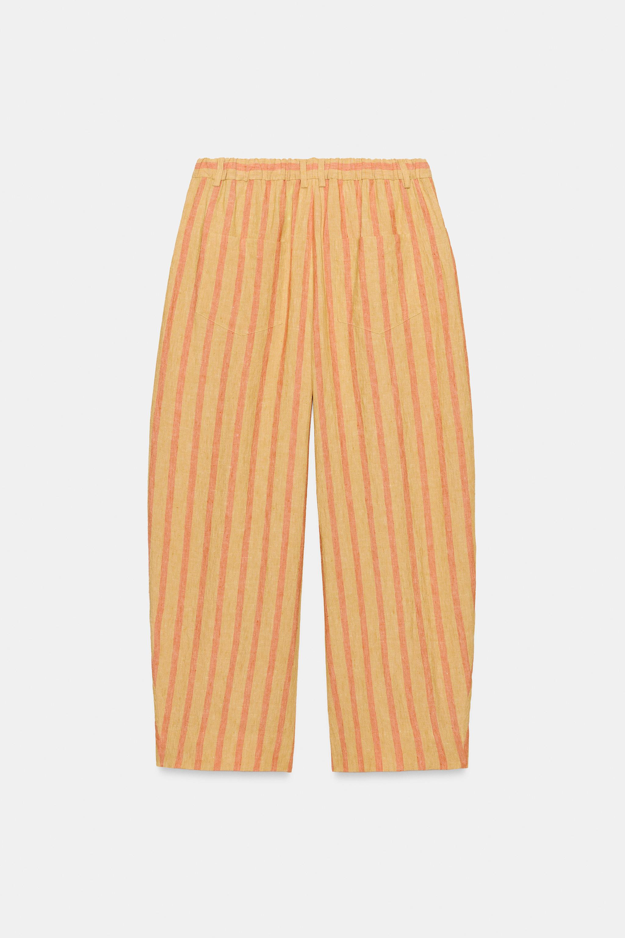 ZW COLLECTION STRIPED LINEN BLEND TROUSERS | Zara UK
