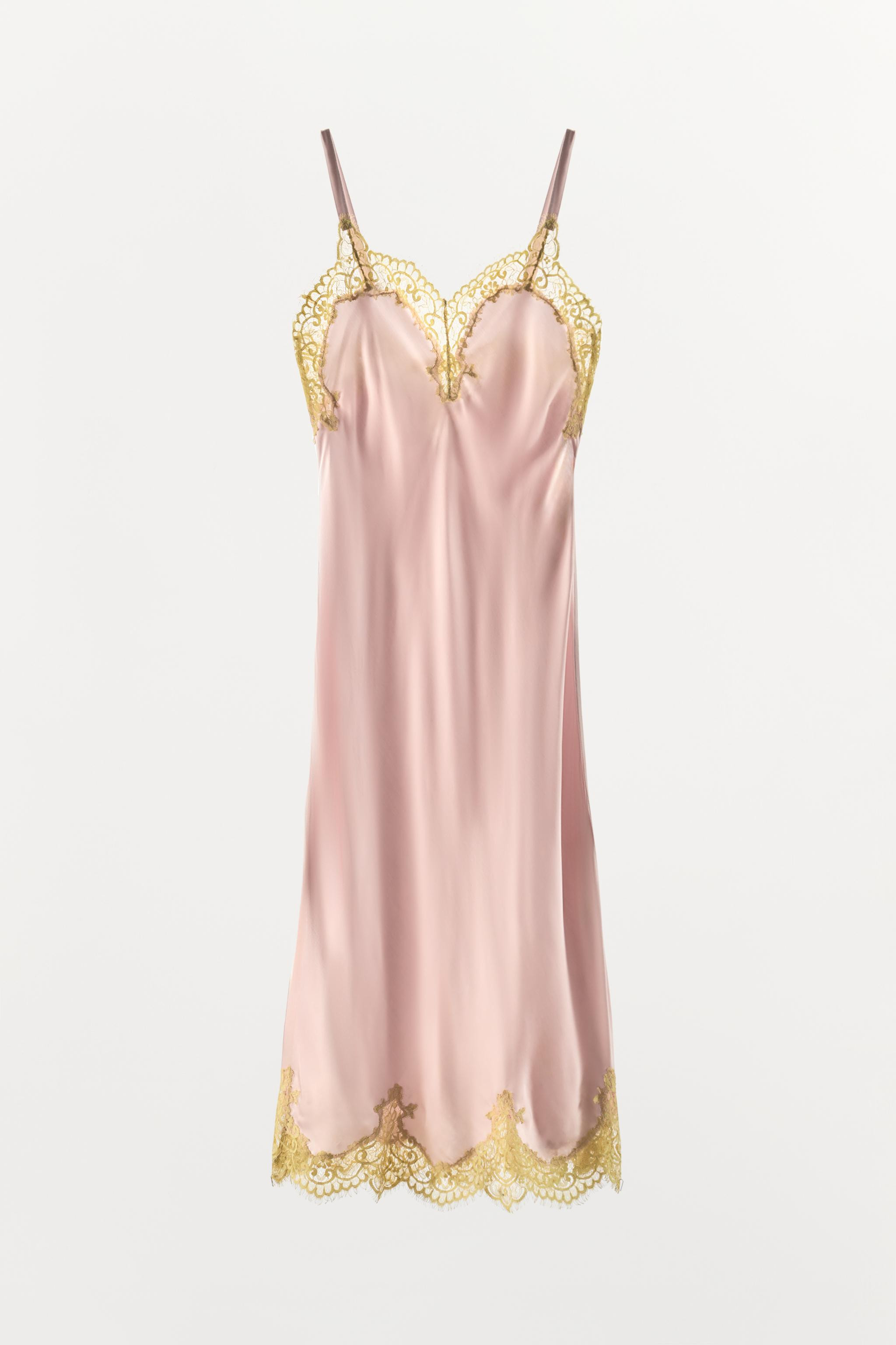 SATIN MIDI LACE DRESS | Zara Canada