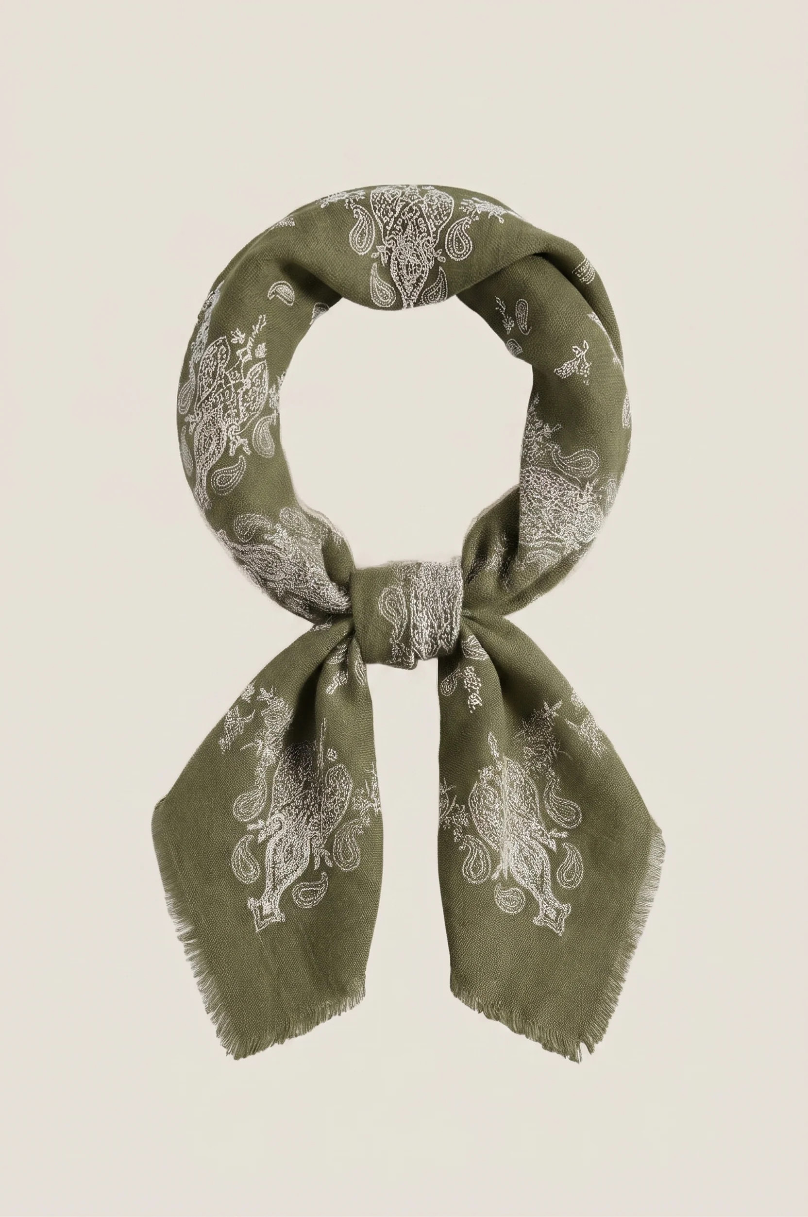 Paisley Print Square Scarf | Paisley/Sage Green | Aspiga US