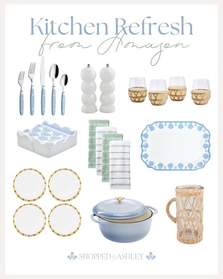 Everything you need for a coastal grandmillennial style kitchen refresh from Amazon! 

Amazon home, found it on Amazon, Amazon Grandmillennial, Amazon kitchen, Amazon finds, blue and white, blue and green, Nancy Meyers kitchen, Nancy Meyers home 

#LTKhome #LTKstyletip