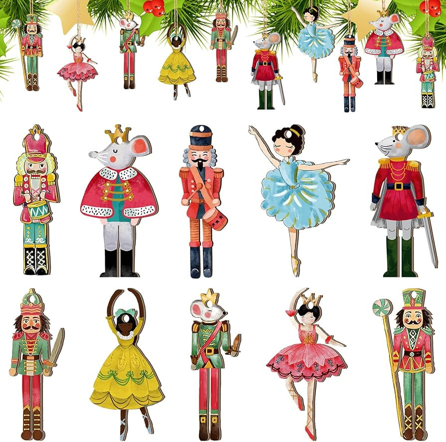 50 Pcs Christmas Nutcracker Wooden Ornaments Christmas Nutcracker Tree Hanging Decoration Mini Gi... | Amazon (US)