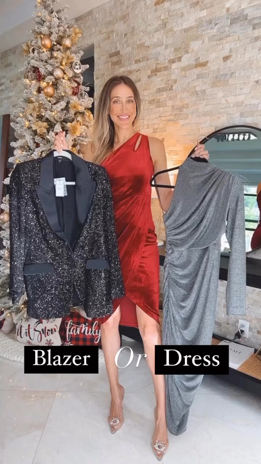Holiday outfits that are flattering and beautiful! 
This one shoulder long sleeve dress is beautiful. Runs true to size. I am wearing a size small.
This sequin blazer is perfect holiday staple piece. You can wear with pants , skirts , jumpsuits and dresses 
It’s also runs tts . Wearing a size small 



#LTKSeasonal #LTKStyleTip #LTKHoliday