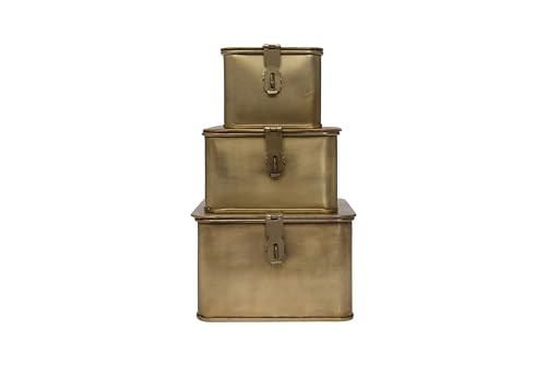 Square Decorative Metal Boxes with Gold Finish (Set of 3 Sizes) | Amazon (US)