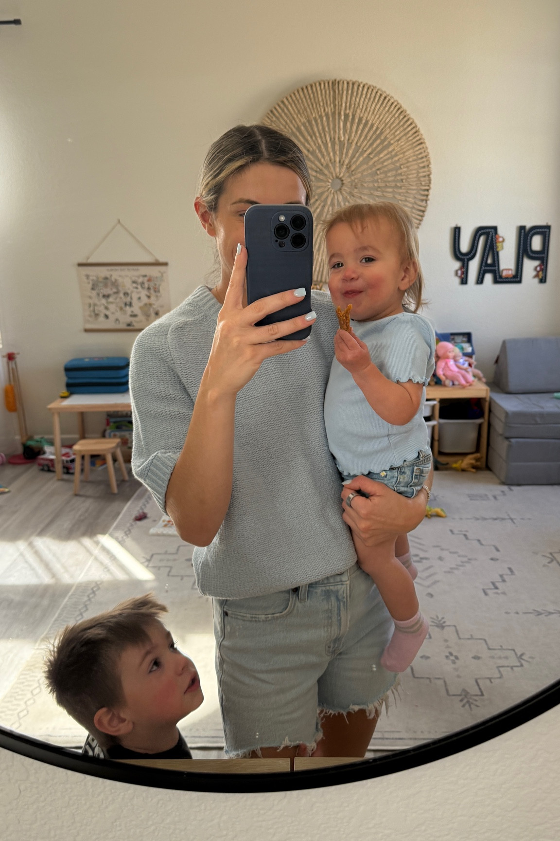 Twinning with Ayla.
Wearing a small in the sweater and 27 in the shorts 

#LTKBaby #LTKKids #LTKFamily