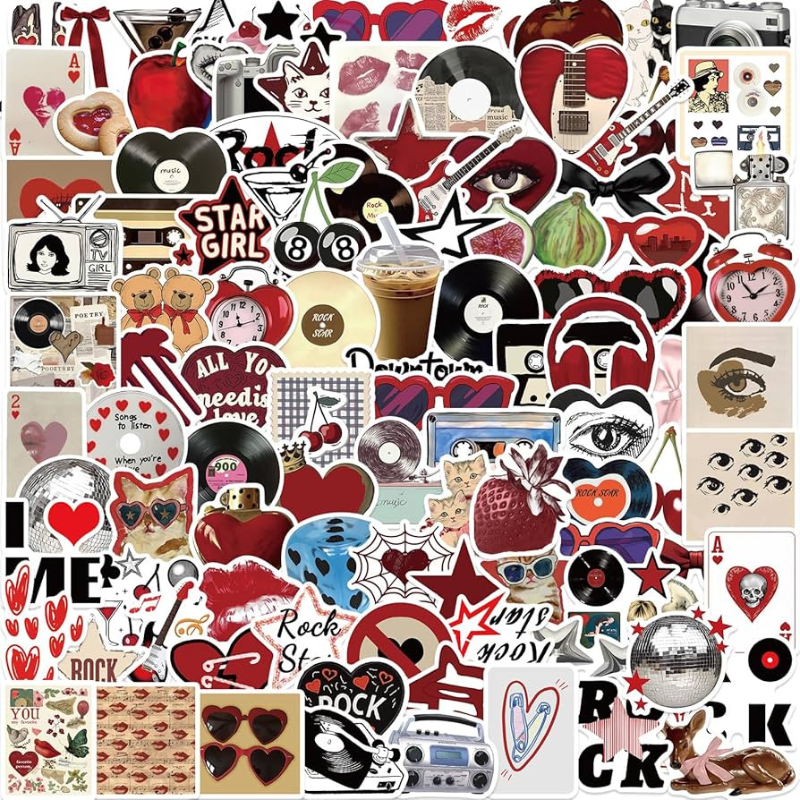 108 PCS Downtown Girl Stickers Aesthetic Sticker for Adults Downtown Girl Party Favors Red Aesthe... | Amazon (US)