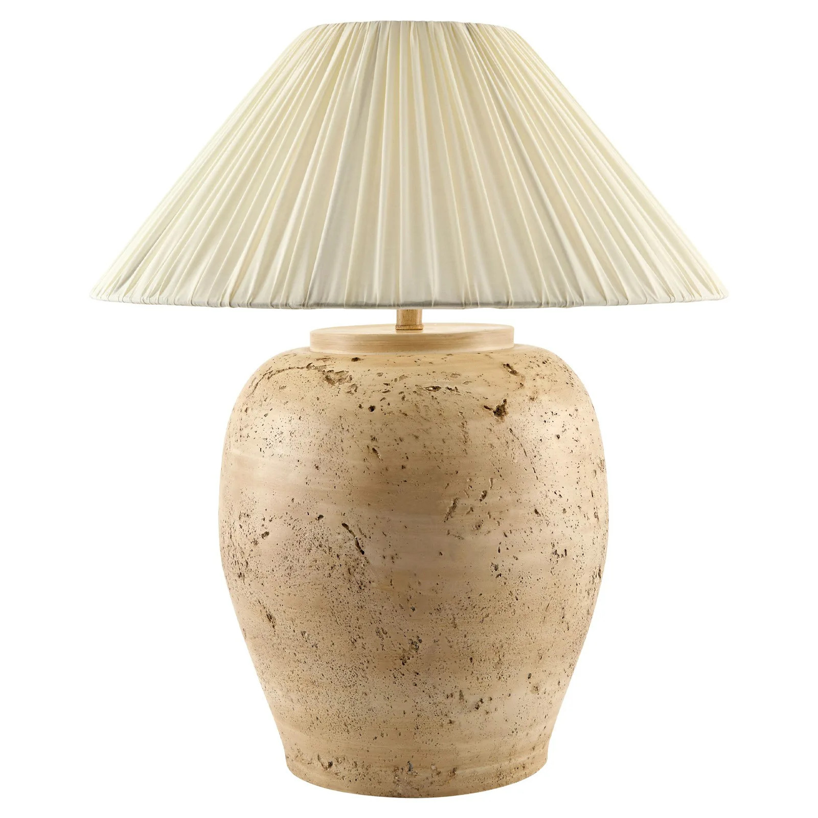 Avignon Beige Textured Concrete Pleated Shade Table Lamp | Kathy Kuo Home