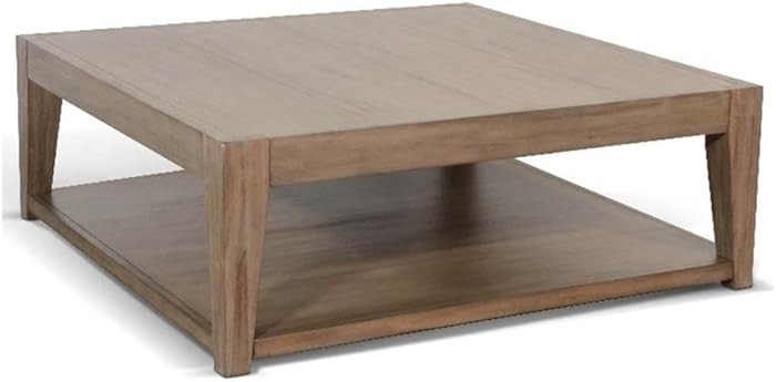 Pemberly Row Mahogany Wood Coffee Table with Casters in Light Brown | Amazon (US)
