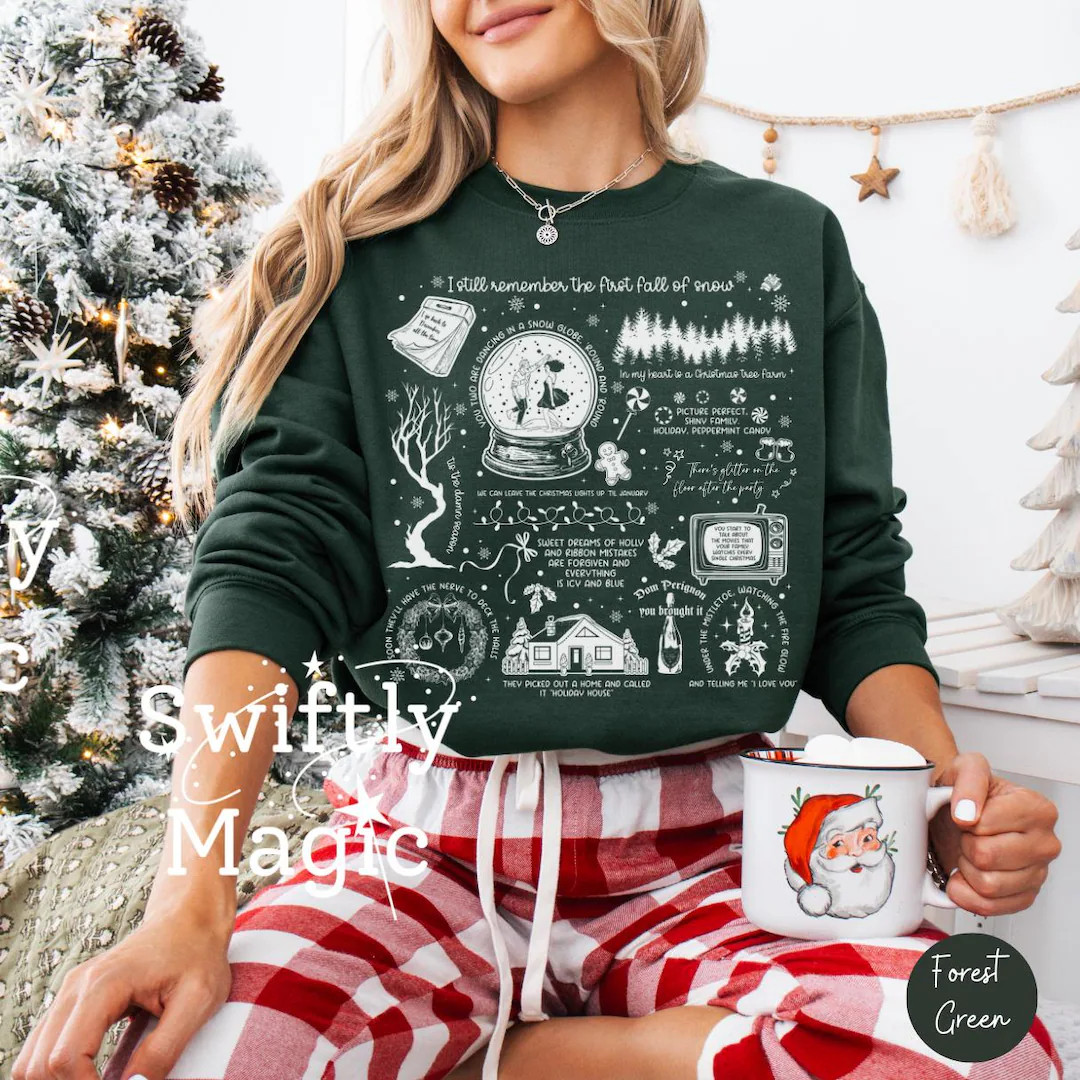 Music Christmas Sweatshirt | Song Lyrics Christmas Sweater | Christmas Gift for Mom | Collage Cre... | Etsy (US)