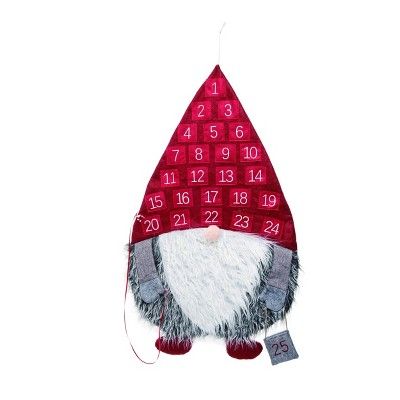 Transpac Fabric 32 in. Red Christmas Gnome Count Down Calendar | Target