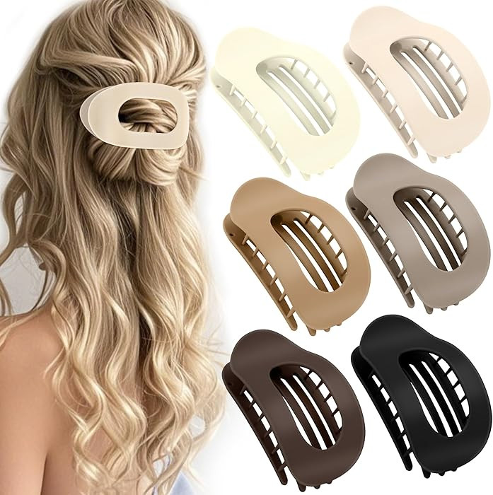 6 PCS Flat Hair Clips for Women and Girls,Matte Flat Claw Clips, Durable French Hold Barrettes fo... | Amazon (US)