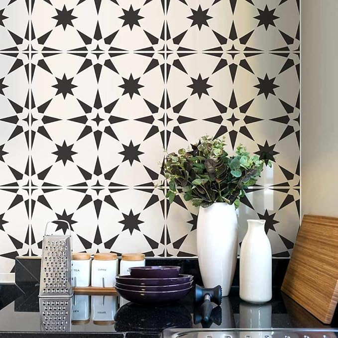 Jewel Tile Stencil - Reusable Tile Stencil for Painting Floor - Tile Stencils for Easy Bathroom M... | Amazon (US)