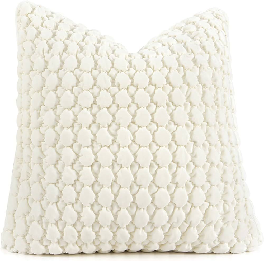 1 Piece Euro Sham Cream 24x24 Pillow Covers Decorative Farmhouse Pillow Covers Velvet Square Cush... | Amazon (US)