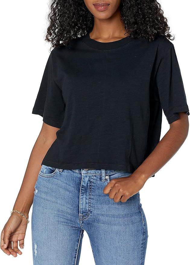 Amazon.com: The Drop Women's Sydney Short-sleeve Cropped Crew Neck T-shirt, Black, M : Clothing, ... | Amazon (US)