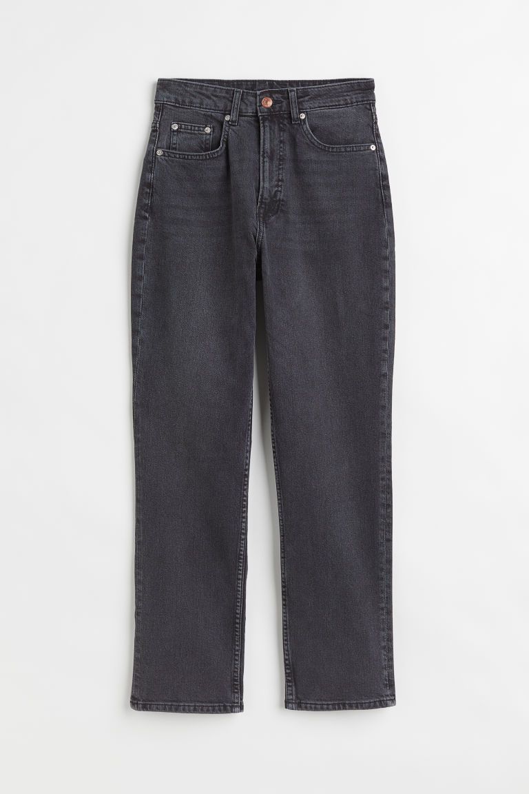 H & M - Slim Straight High Ankle Jeans - Grey | H&M (UK, MY, IN, SG, PH, TW, HK)