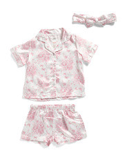 Toddler Girls 2pc Top And Shorts Pajama Set With Headband | Clothing | Marshalls | Marshalls