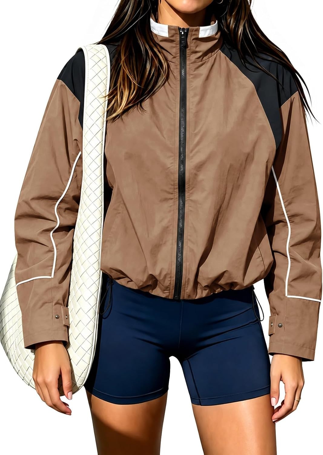 Womens Windbreaker Jackets Casual Athletic Fall Cropped Jacket | Amazon (US)