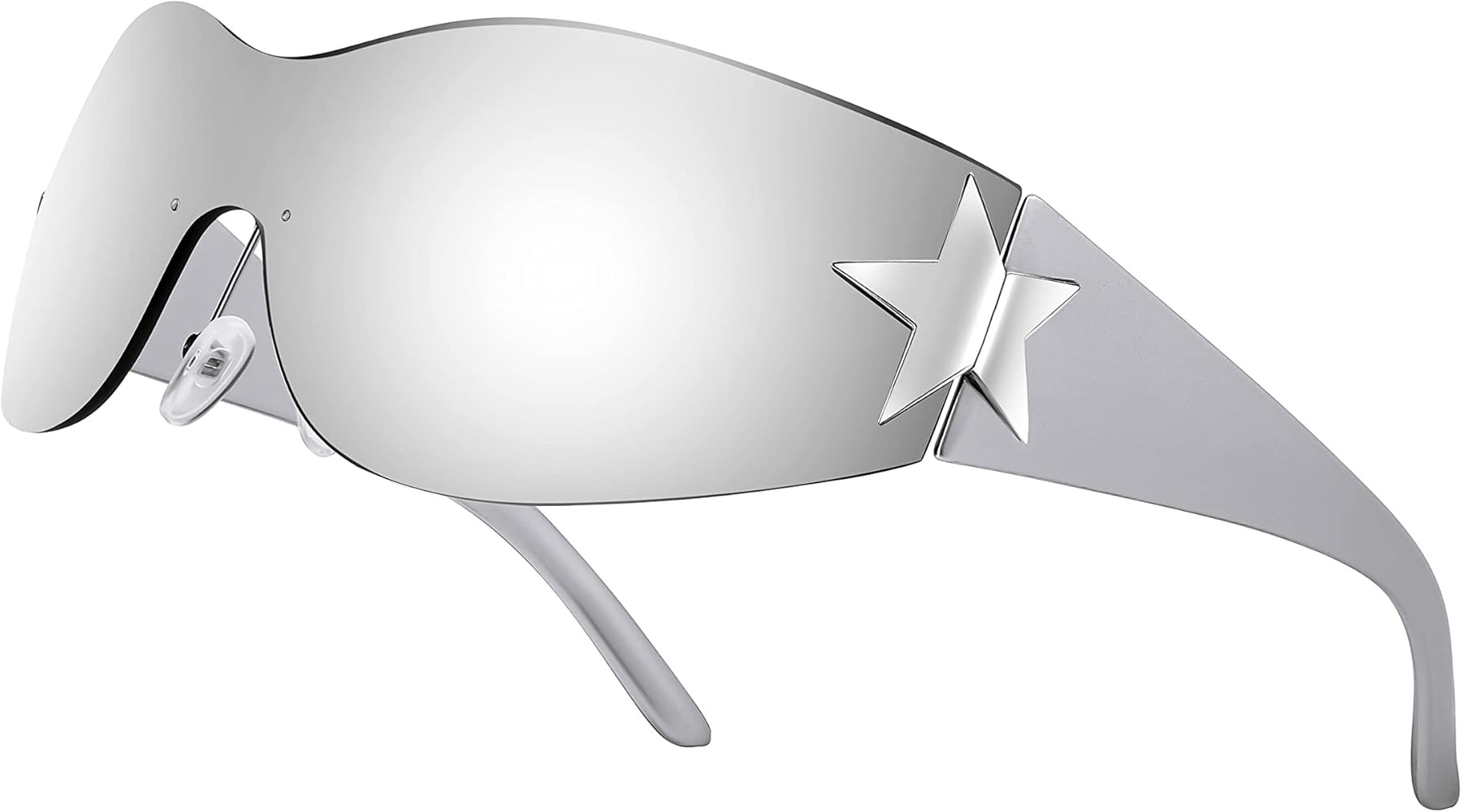 FEISEDY Y2K Sunglasses for Women Men 2000s Fashion Rimless Wrap Around Frameless Star Sun Glasses... | Amazon (US)