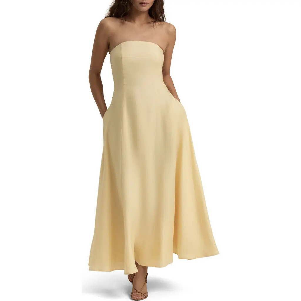 Favorite Daughter The Favorite Strapless Maxi Dress in Moonbeam at Nordstrom, Size 10 | Nordstrom