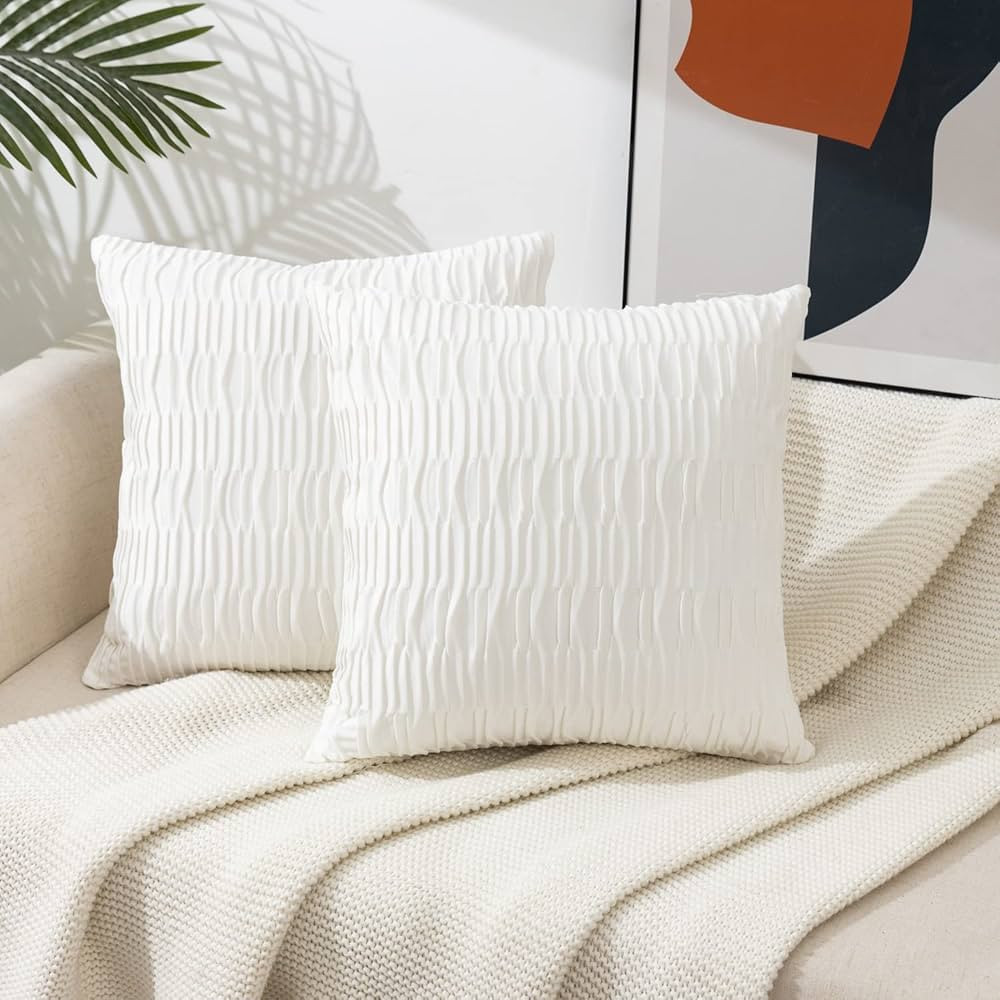 ETASOP Throw Pillow Cases, Set of 2 Striped Cushion Cases Velvet Pillow Covers for Farmhouse Home... | Amazon (US)