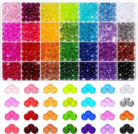 Paxcoo 700Pcs Crystal Beads for Jewelry Making, Crystal Acrylic Beads Faceted Jewelry Beads Bicon... | Amazon (US)