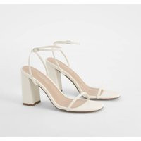 Womens Block Heel Two Part Sandals - White - 10 | boohoo (US & Canada)