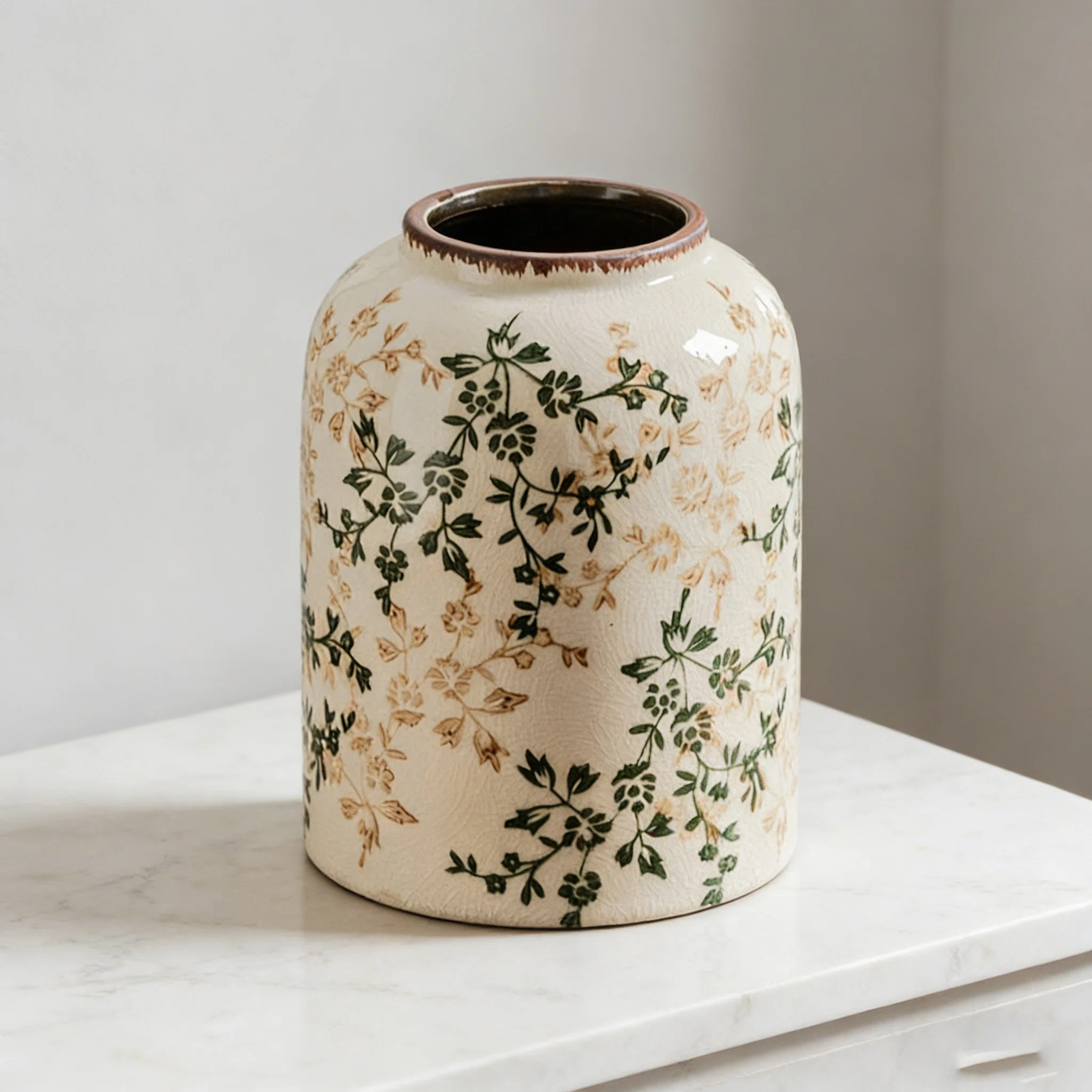 7.8" Ceramic Floral Vase With Crackle Glaze For Home Decor & Flower Arrangement | Wayfair North America