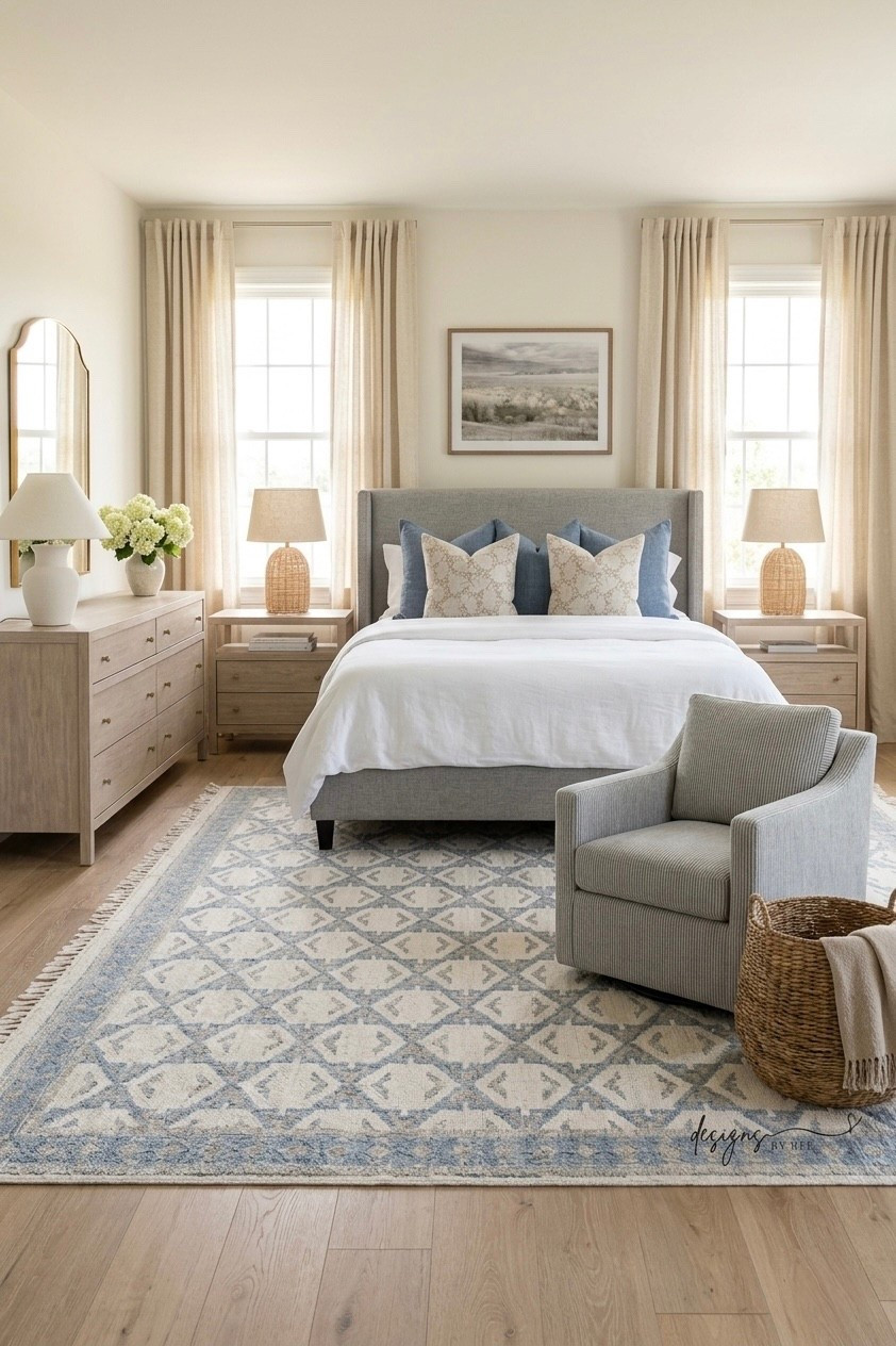 #coastaltransitional #lightandairybedroom #grandmillennialdecor #bedroominspo #traditionalhomedecor #blueandwhitedecor #primarybedroom #bedroomstyling #LTKhome #interiorstyling 

 #LTKHome