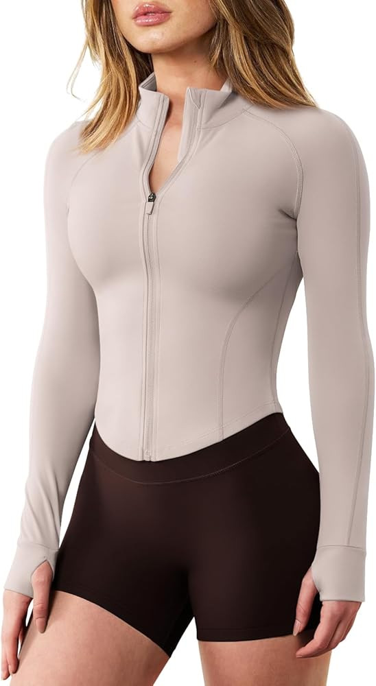 GYM RAINBOW Womens Snatched Workout Jackets Lightweight Zip Up Slim Fit Gym Track Athletic Jacket... | Amazon (US)